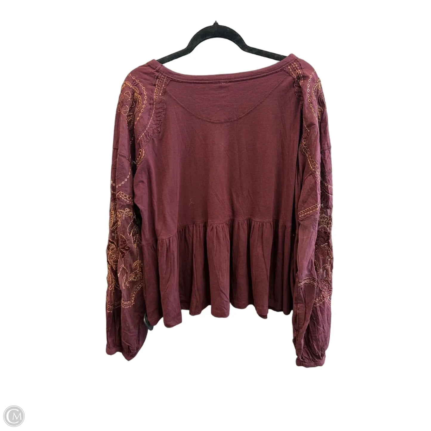 Top Long Sleeve By Free People In Maroon, Size: M