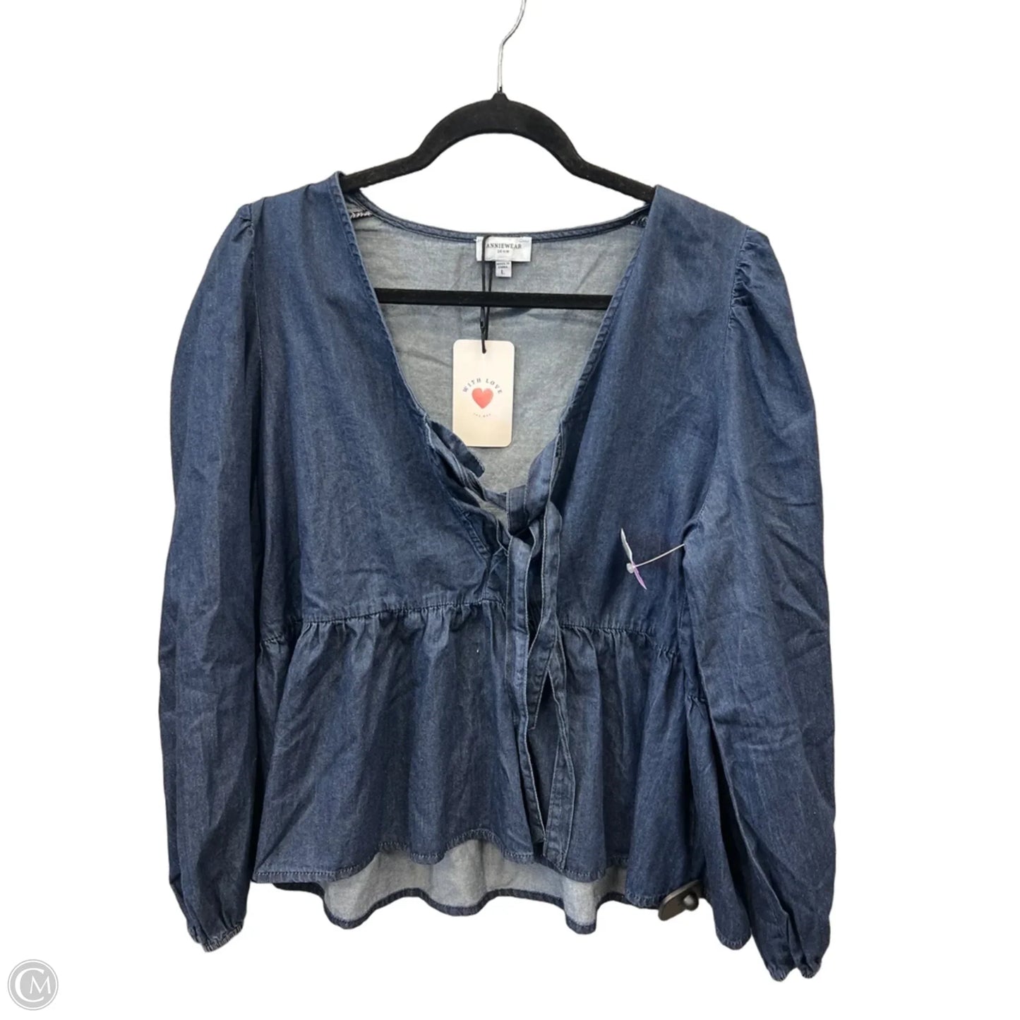 Top Long Sleeve By Anniewear In Blue, Size: L