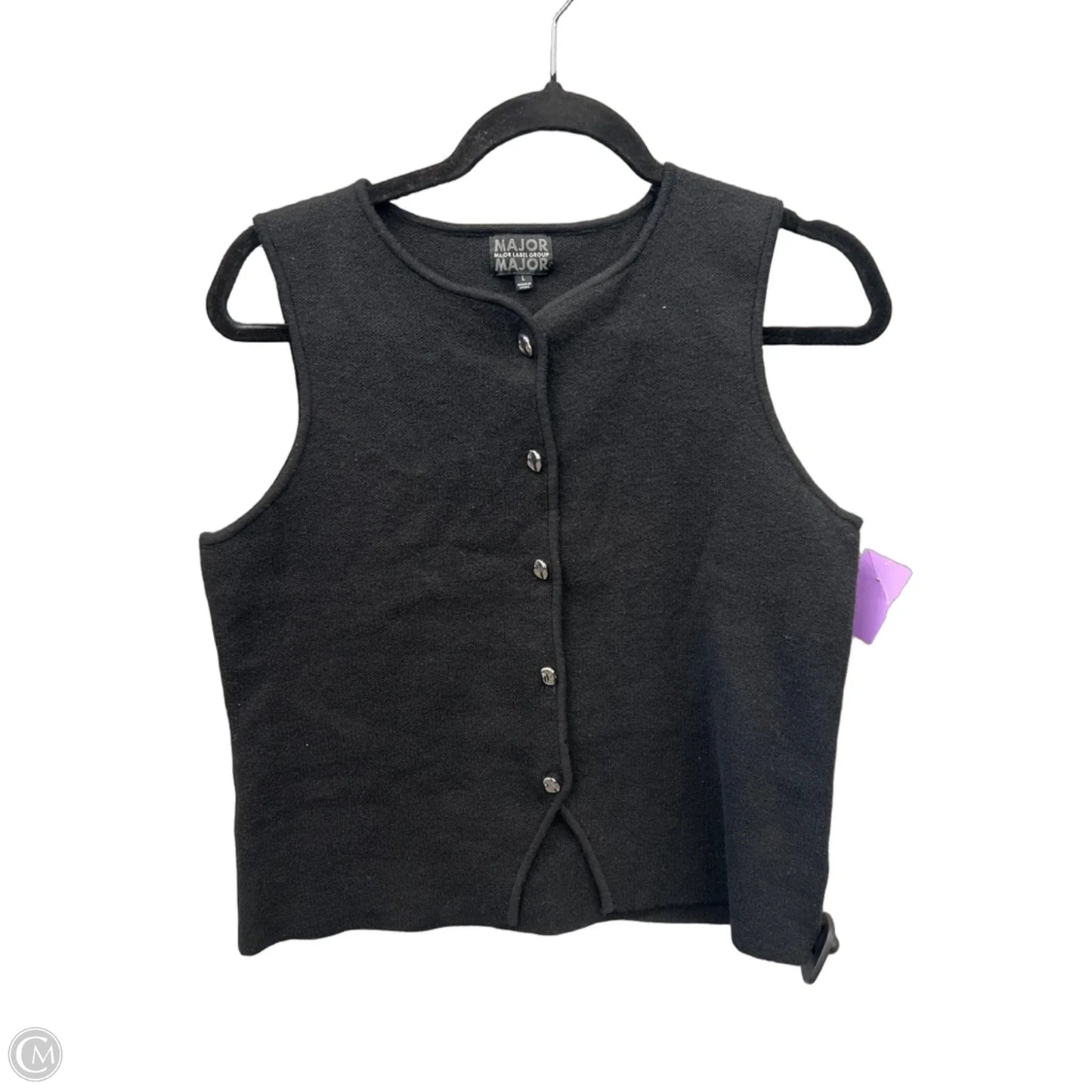 Vest Sweater By Clothes Mentor In Black, Size: L