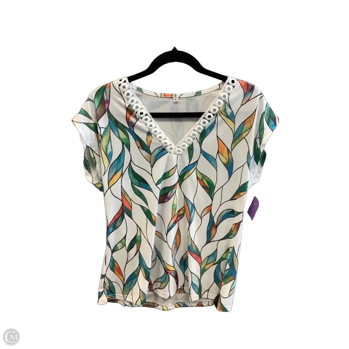 Top Short Sleeve By Clothes Mentor In White, Size: M