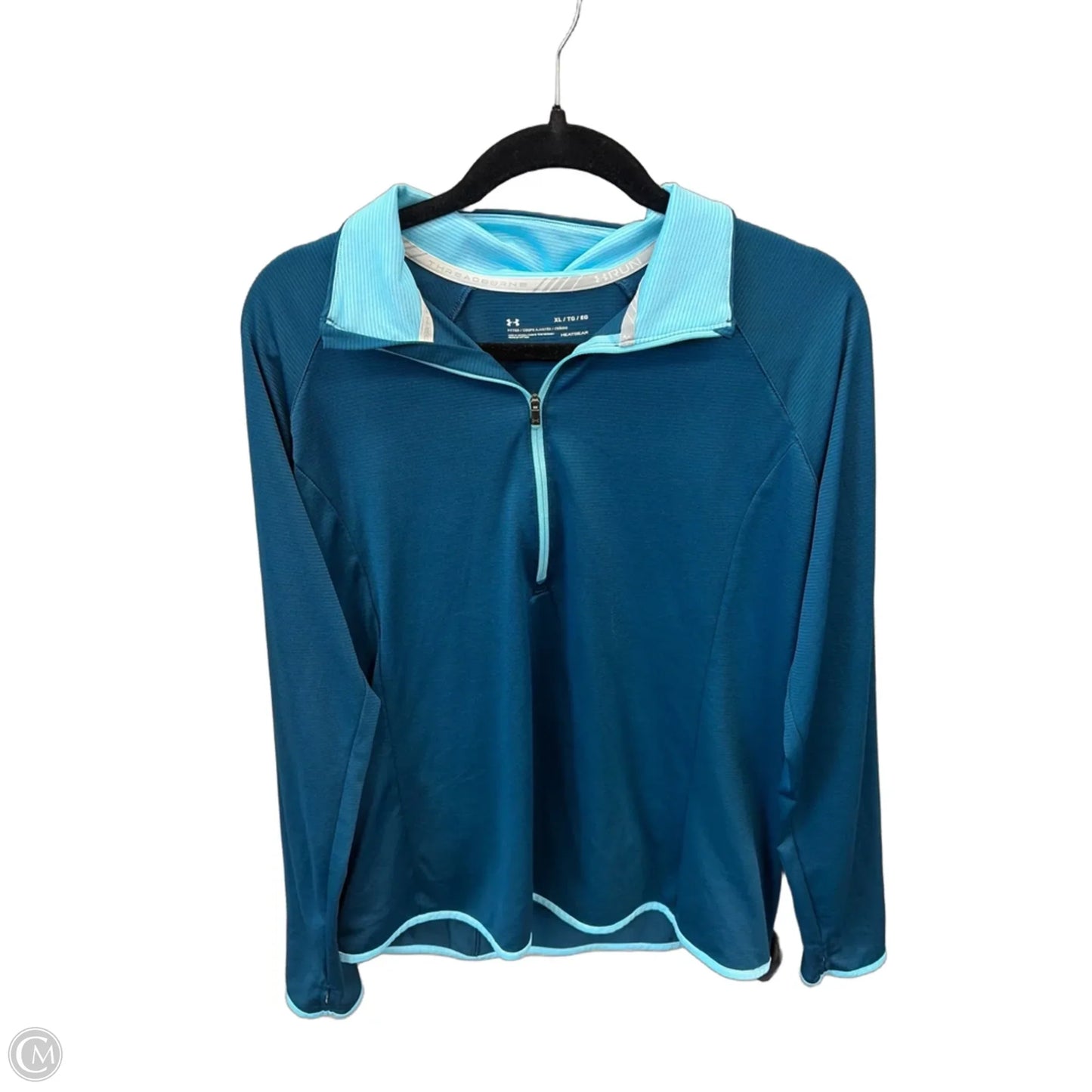 Athletic Top Long Sleeve Collar By Under Armour In Blue, Size: Xl
