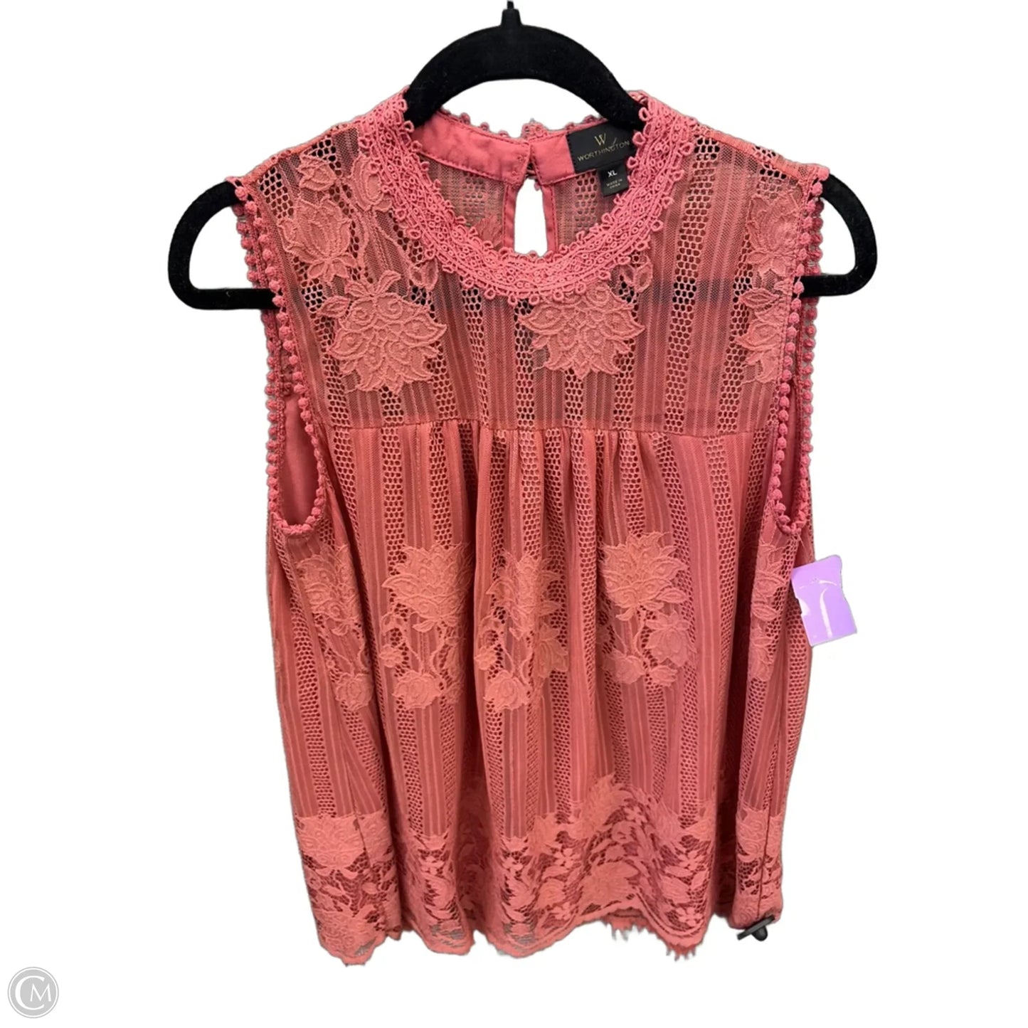 Top Sleeveless By Worthington In Pink, Size: Xl