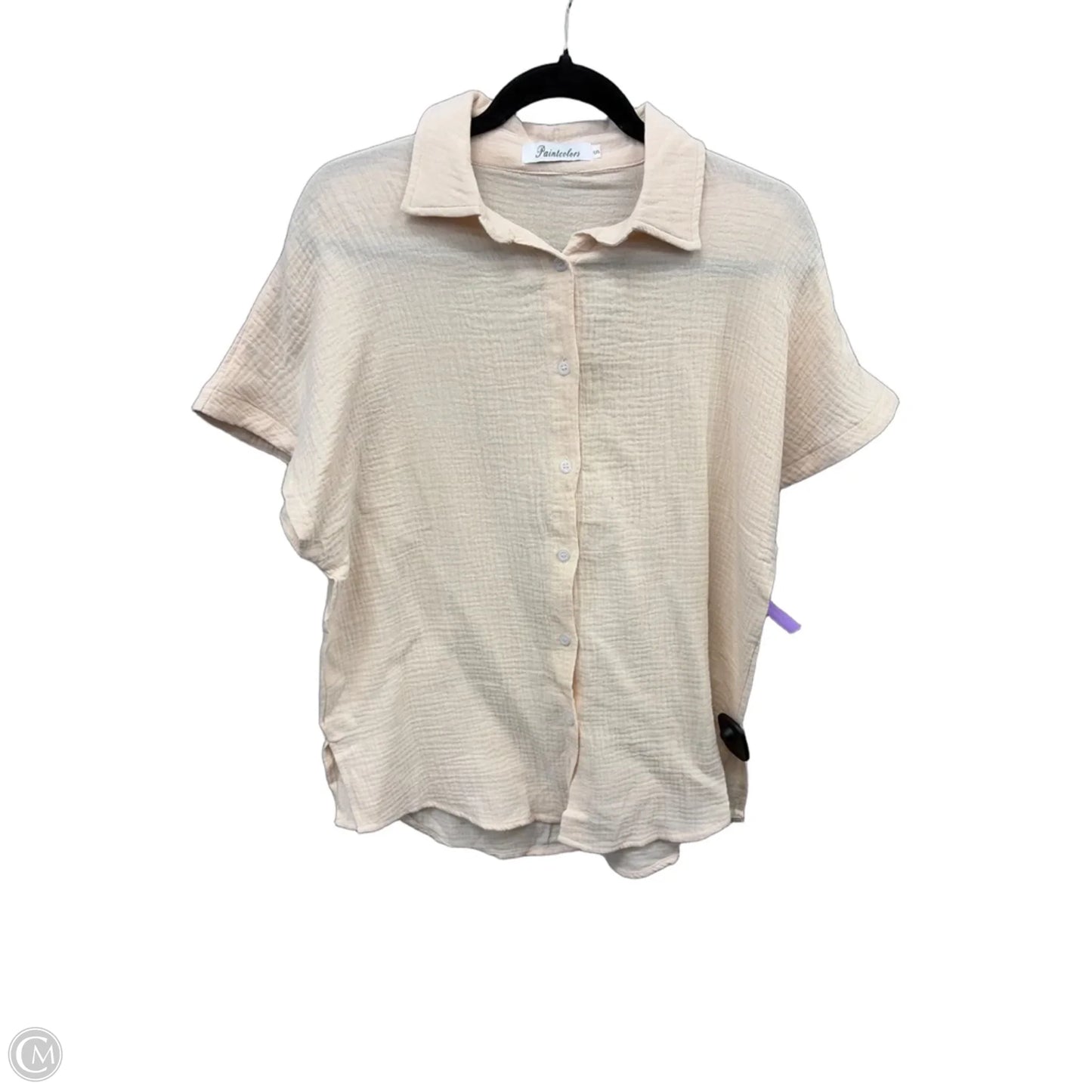 Top Short Sleeve By Clothes Mentor In Tan, Size: S