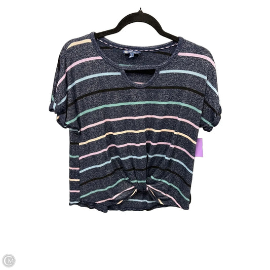 Top Short Sleeve By Democracy In Striped Pattern, Size: S