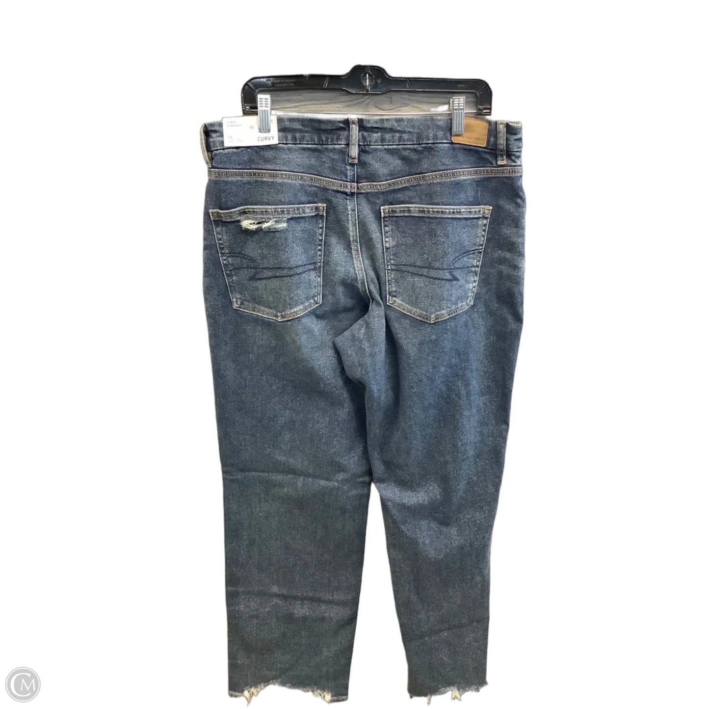 Jeans Straight By American Eagle In Blue Denim, Size: 16