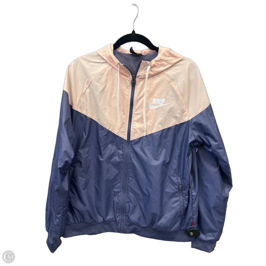 Jacket Windbreaker By Nike Apparel In Blue & Pink, Size: L