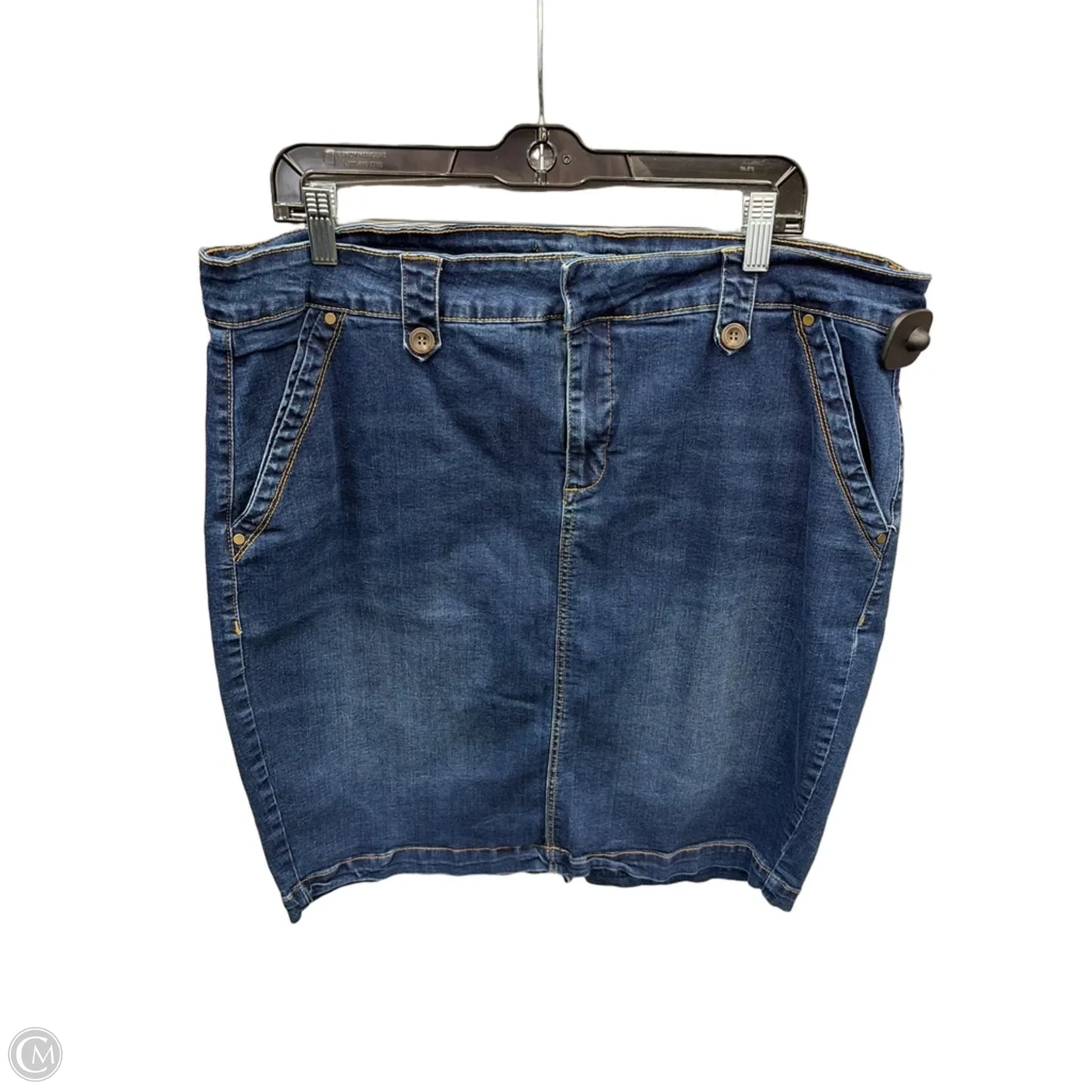 Skirt Midi By One 5 One In Blue Denim, Size: 22