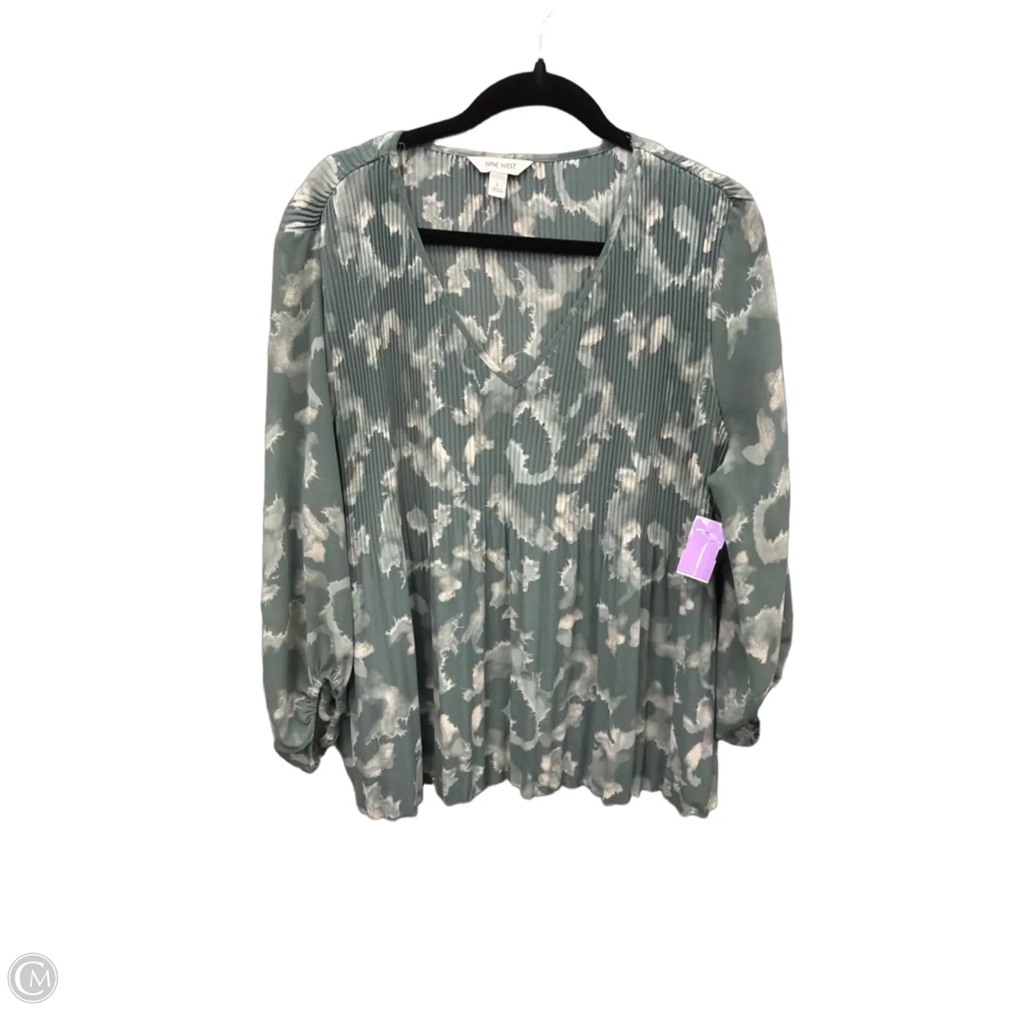 Blouse Long Sleeve By Nine West In Green, Size: L