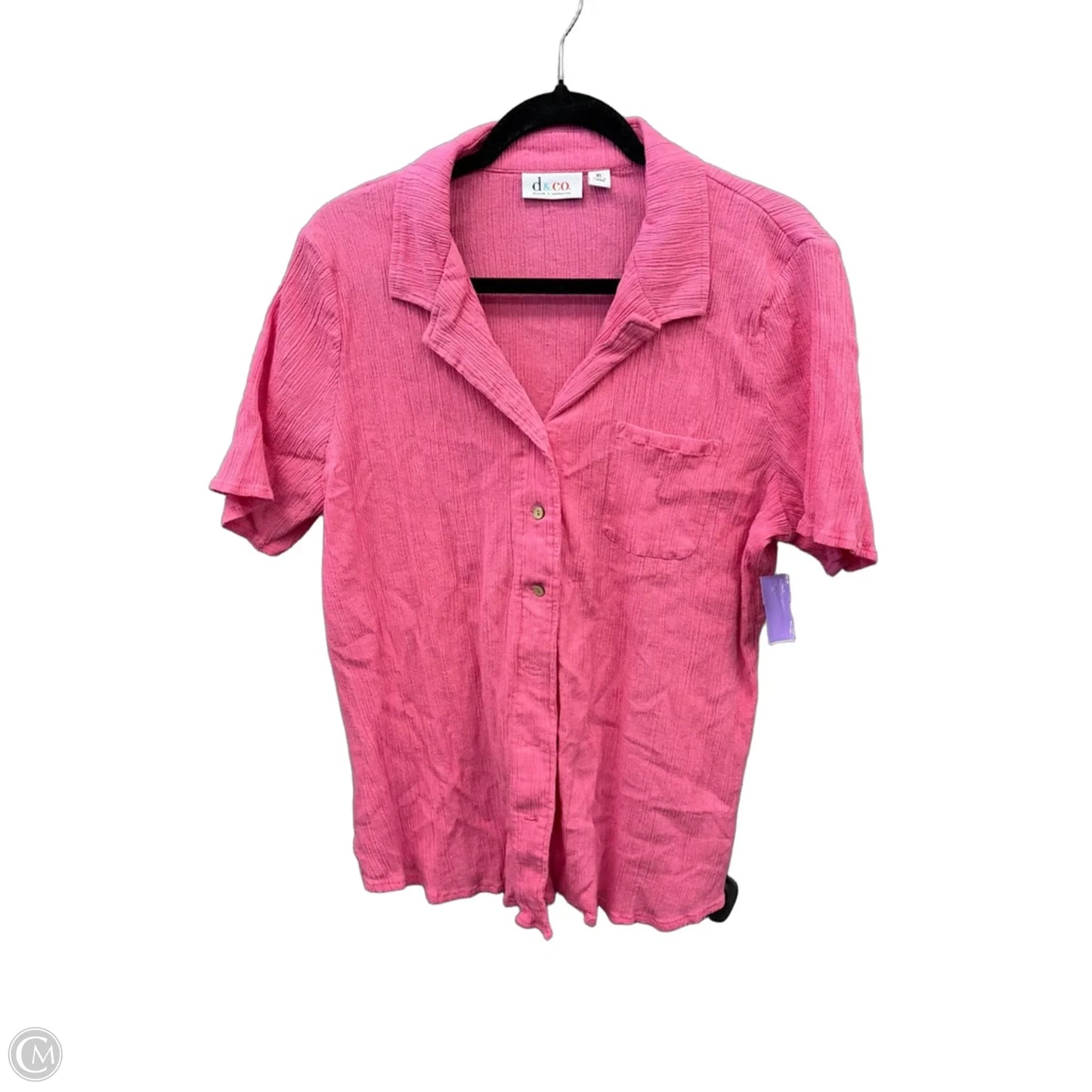 Top Short Sleeve By D&co. In Pink, Size: Xl