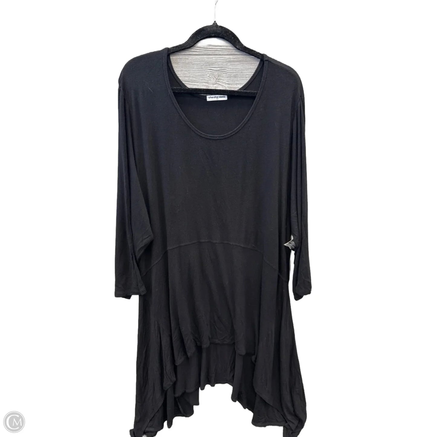 Top 3/4 Sleeve Basic By Cha Cha Vente In Black, Size: 3x