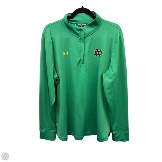 Athletic Top Long Sleeve Collar By Under Armour In Green, Size: Xxl