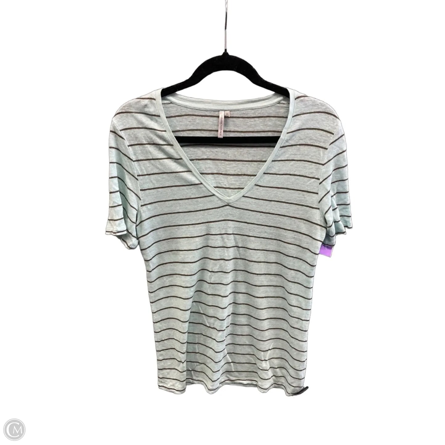 Top Short Sleeve By Banana Republic In Striped Pattern, Size: M