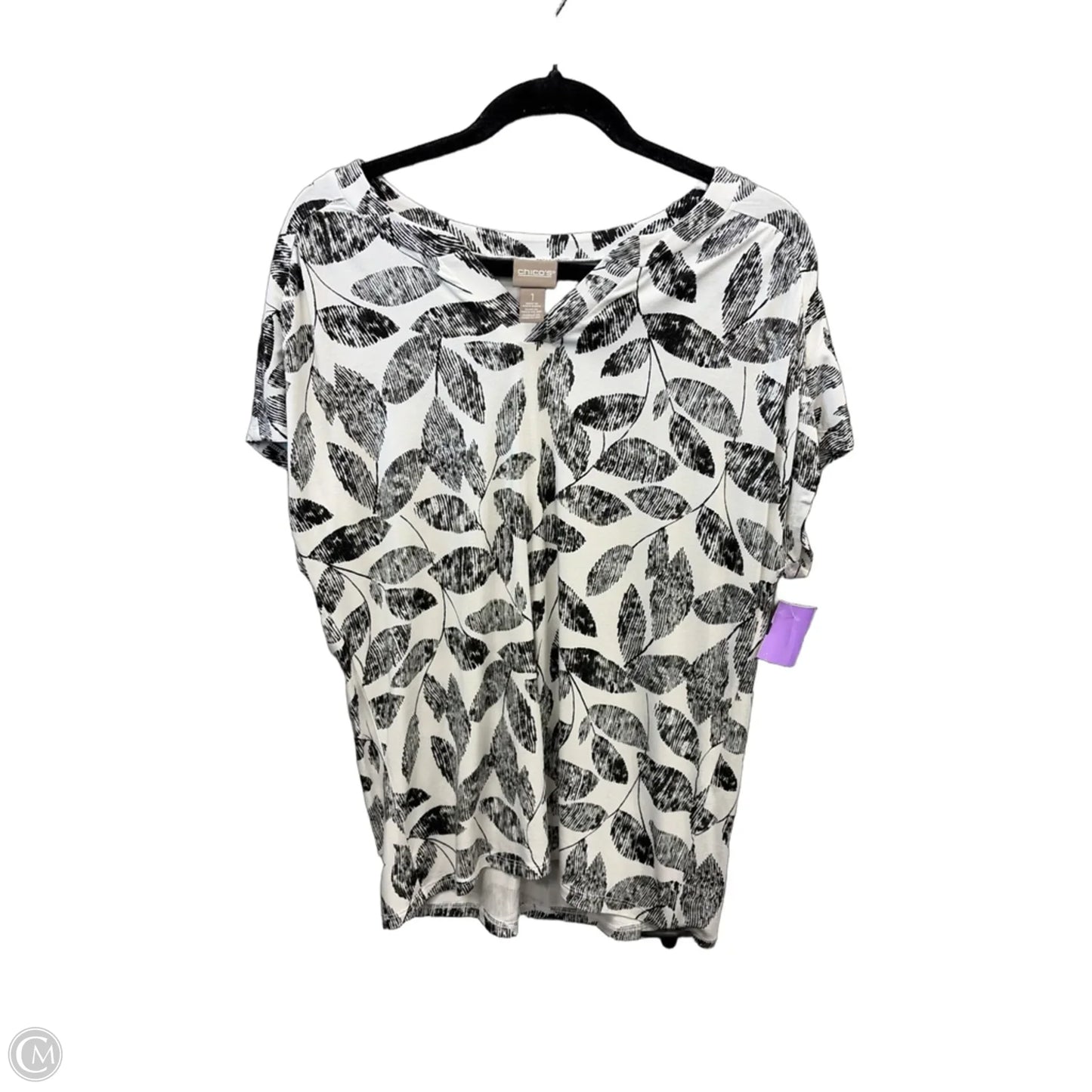 Top Short Sleeve By Chicos In Black & White, Size: M