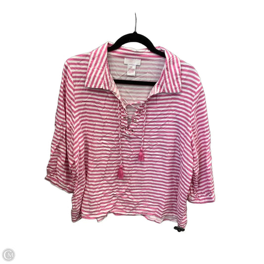 Tunic 3/4 Sleeve By Stella Parker In Striped Pattern, Size: Xl