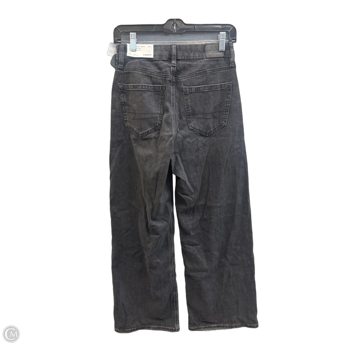 Jeans Wide Leg By American Eagle In Black Denim, Size: 0