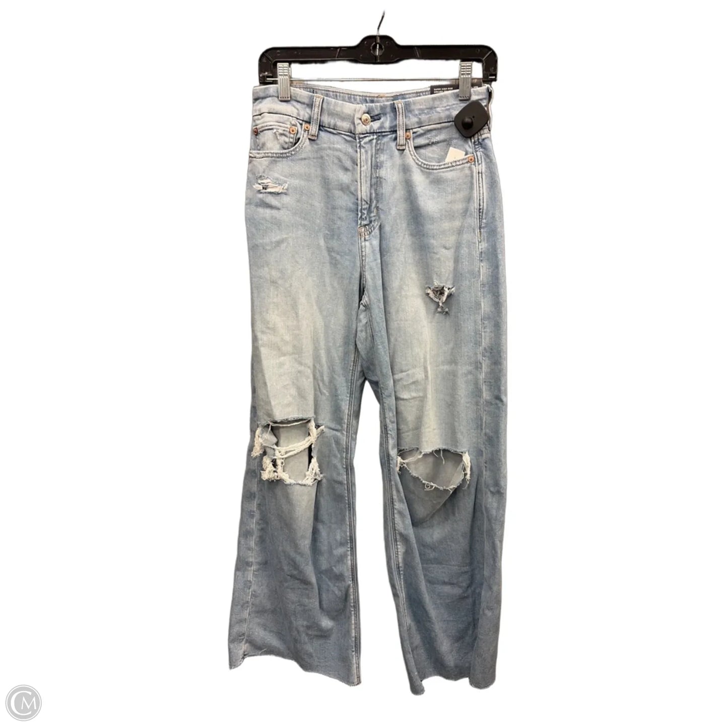 Jeans Wide Leg By American Eagle In Blue Denim, Size: 4