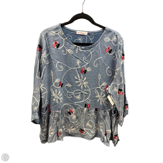 Top 3/4 Sleeve By Clothes Mentor In Blue, Size: 3x