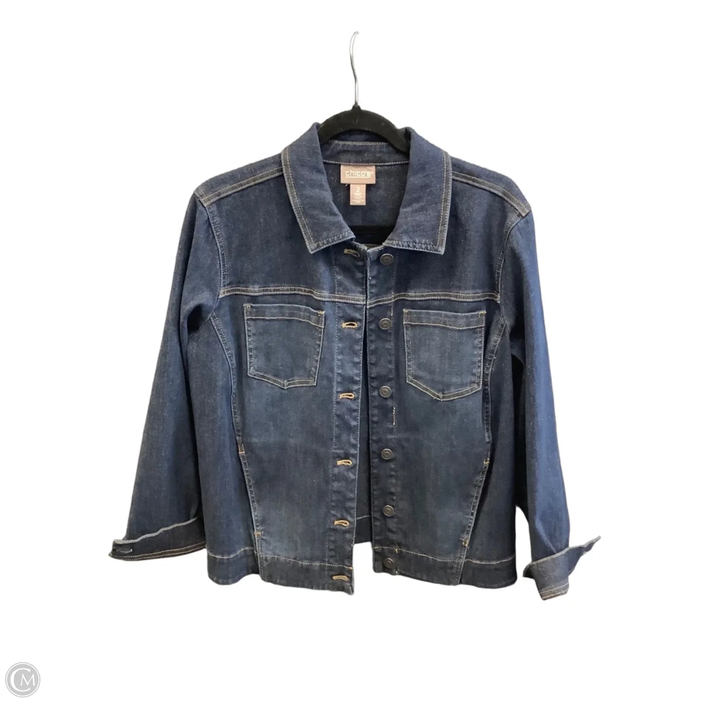 Jacket Denim By Chicos In Blue Denim, Size: L