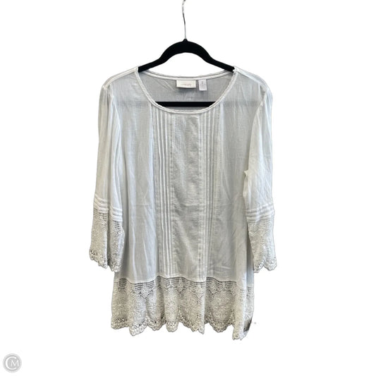 Tunic Long Sleeve By Chicos In White, Size: L