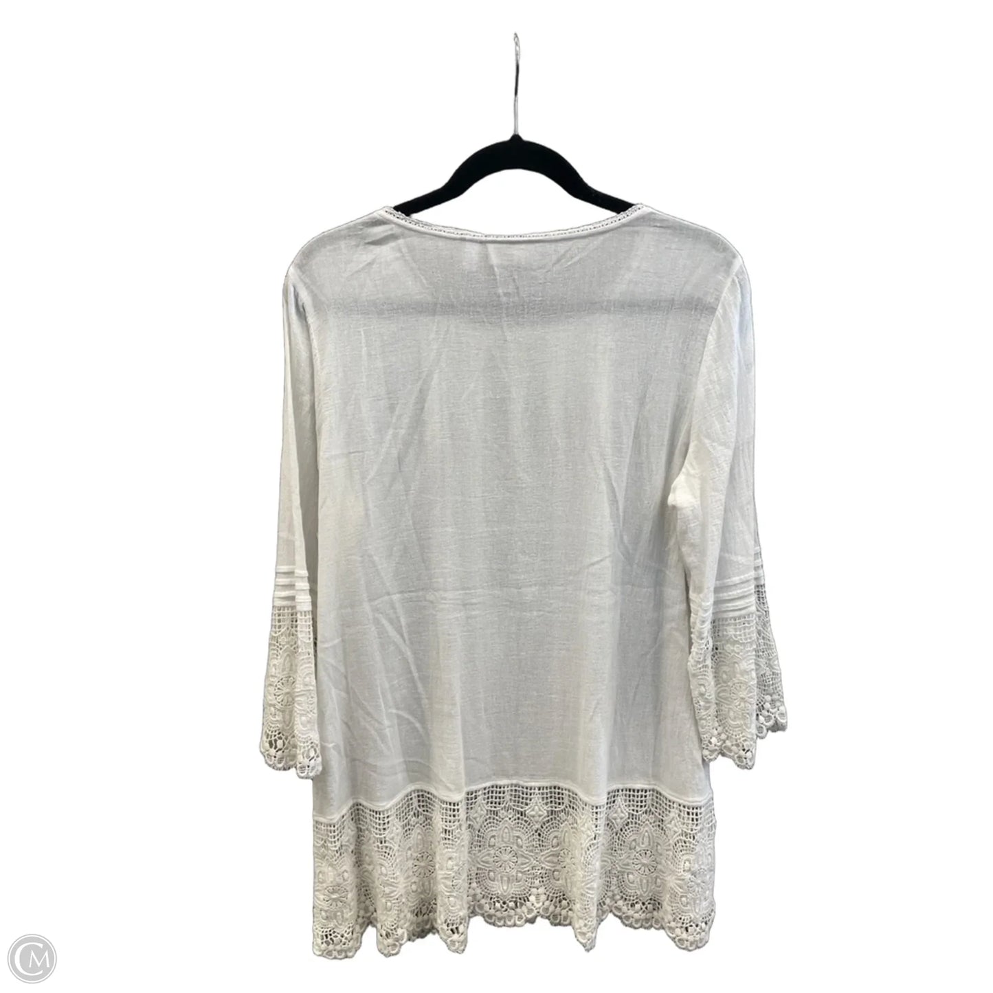 Tunic Long Sleeve By Chicos In White, Size: L