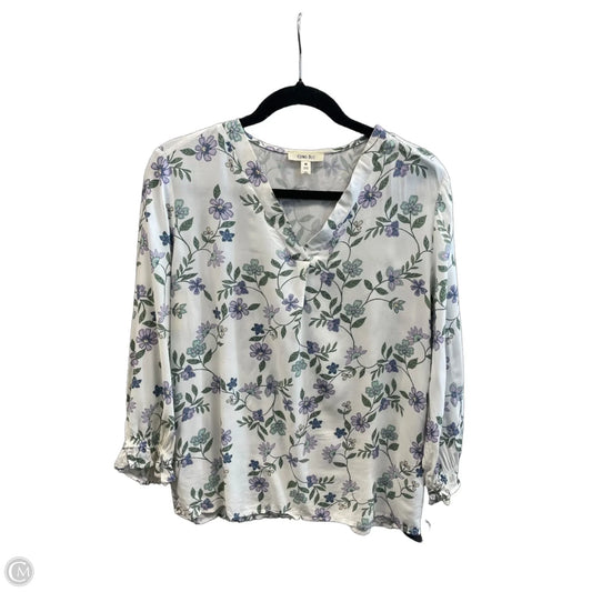 Tunic Long Sleeve By Como Blu In Floral Print, Size: M