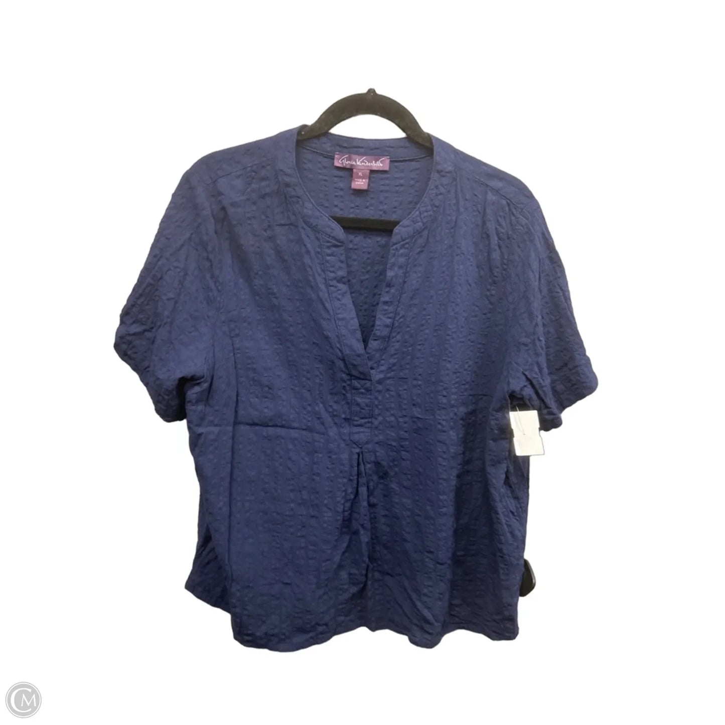 Top Short Sleeve By Gloria Vanderbilt In Navy, Size: Xl