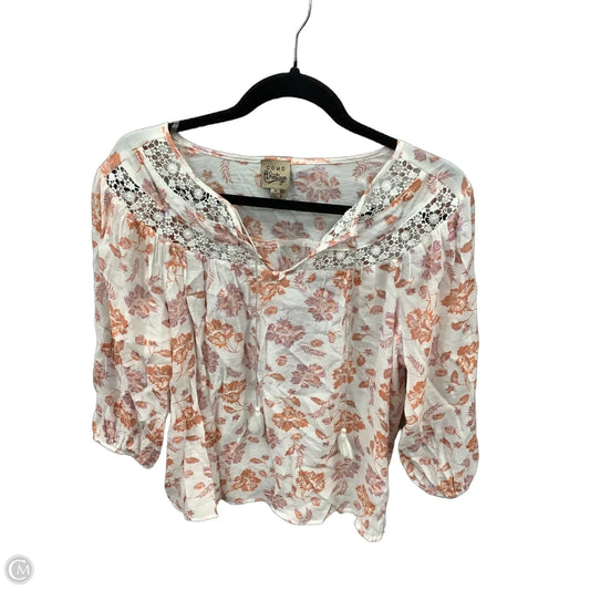 Blouse 3/4 Sleeve By Como Vintage In Orange, Size: M