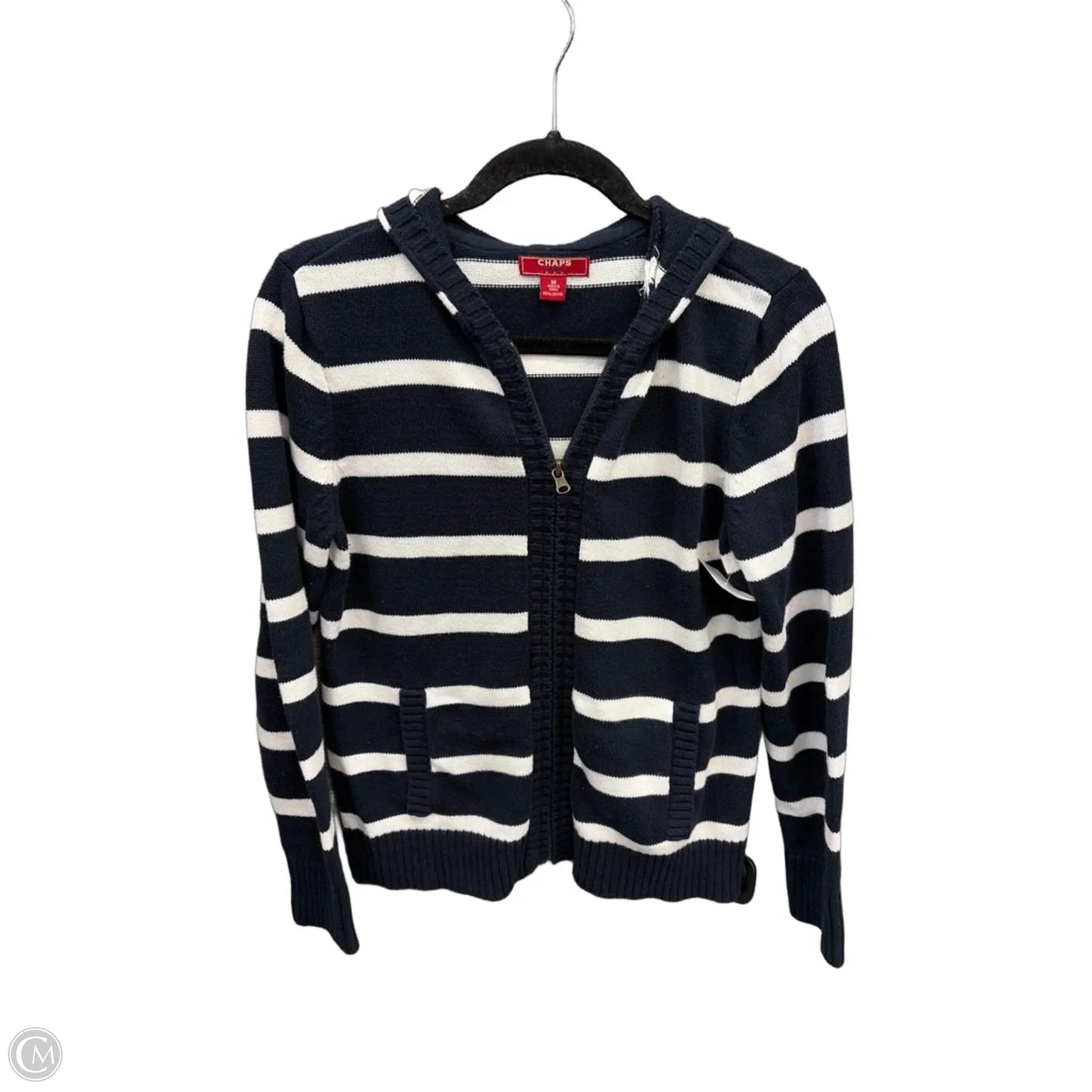 Sweatshirt Hoodie By Chaps In Striped Pattern, Size: M