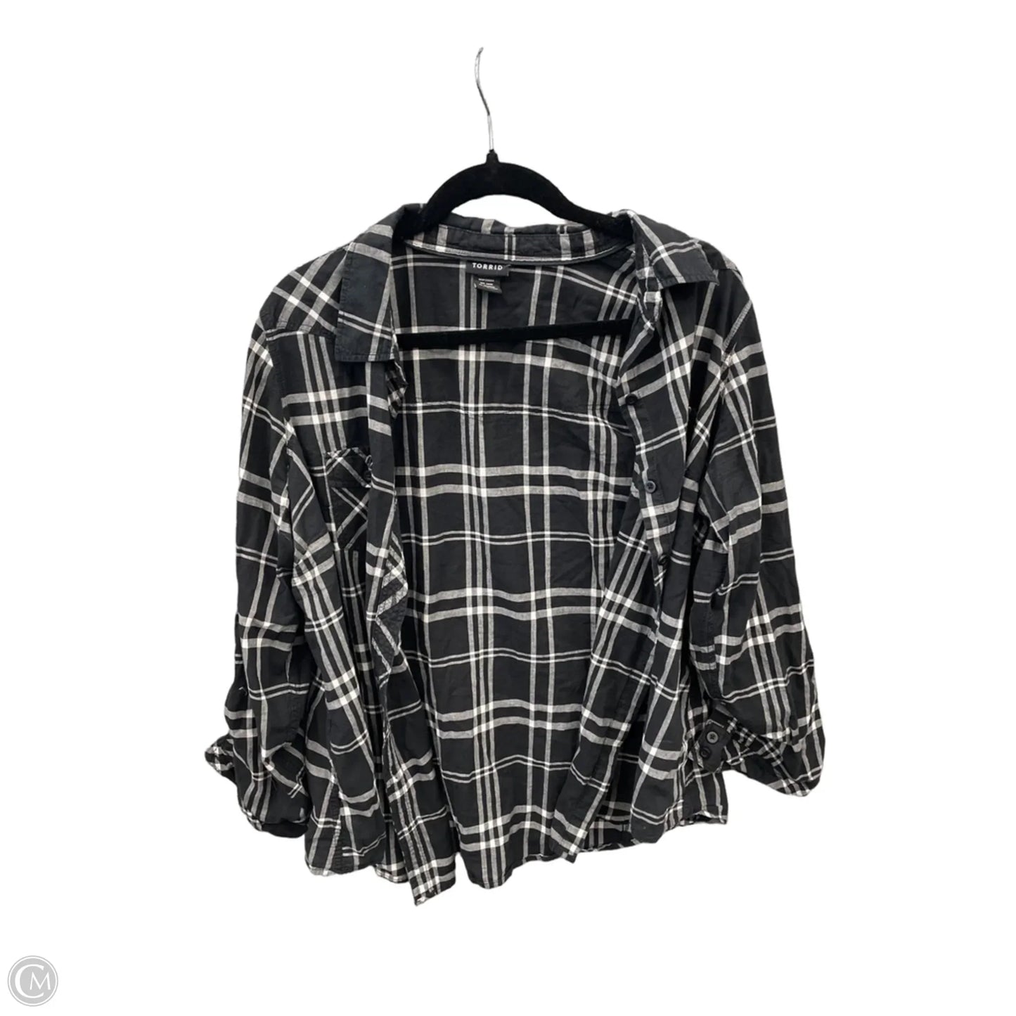 Top Long Sleeve By Torrid In Plaid Pattern, Size: 1x
