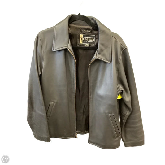 Jacket Leather By Eddie Bauer In Black, Size: M