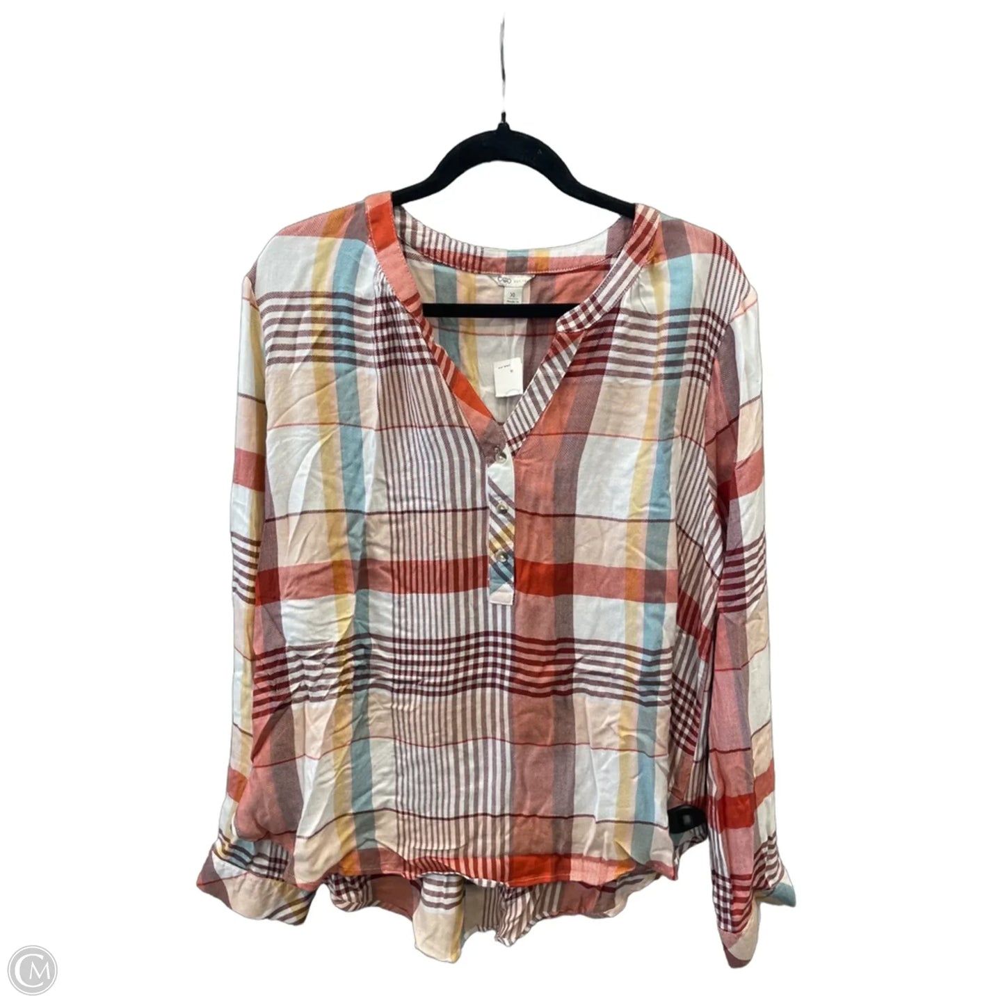 Tunic Long Sleeve By Cato In Plaid Pattern, Size: Xl