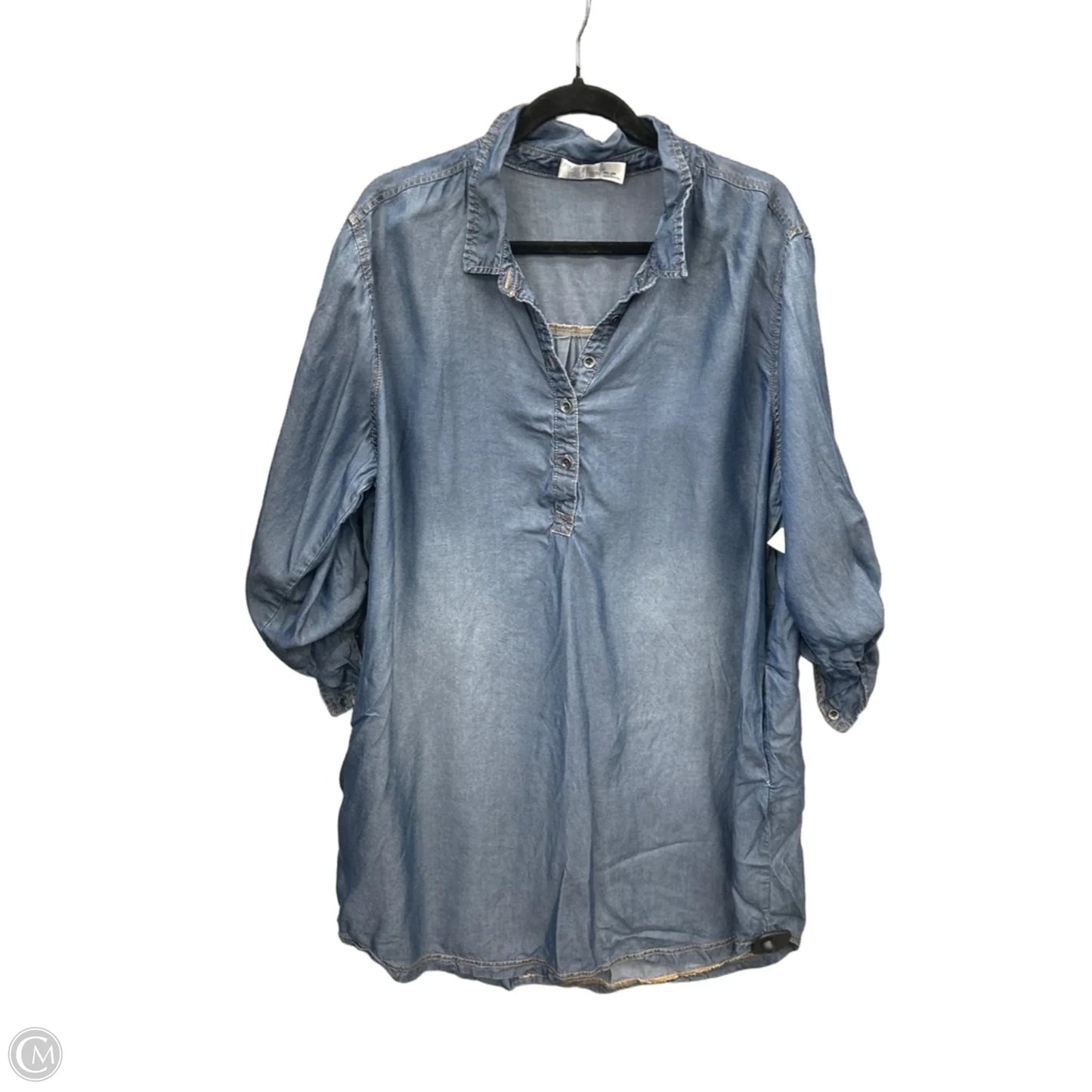 Dress Casual Midi By Time And Tru In Blue Denim, Size: Xxl