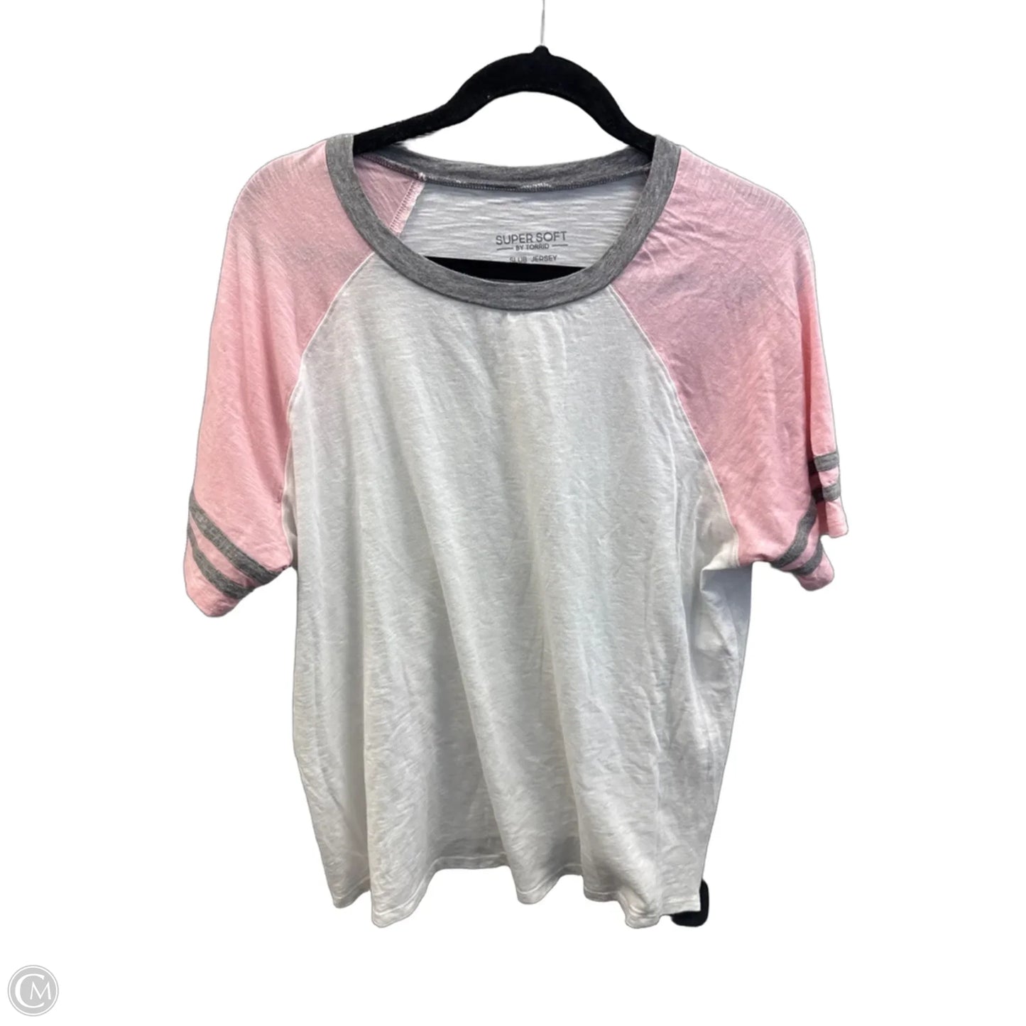 Top Short Sleeve By Torrid In Pink & White, Size: 2x