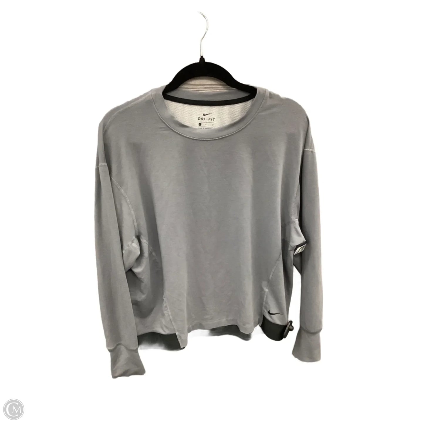Athletic Top Long Sleeve Crewneck By Nike In Grey, Size: L