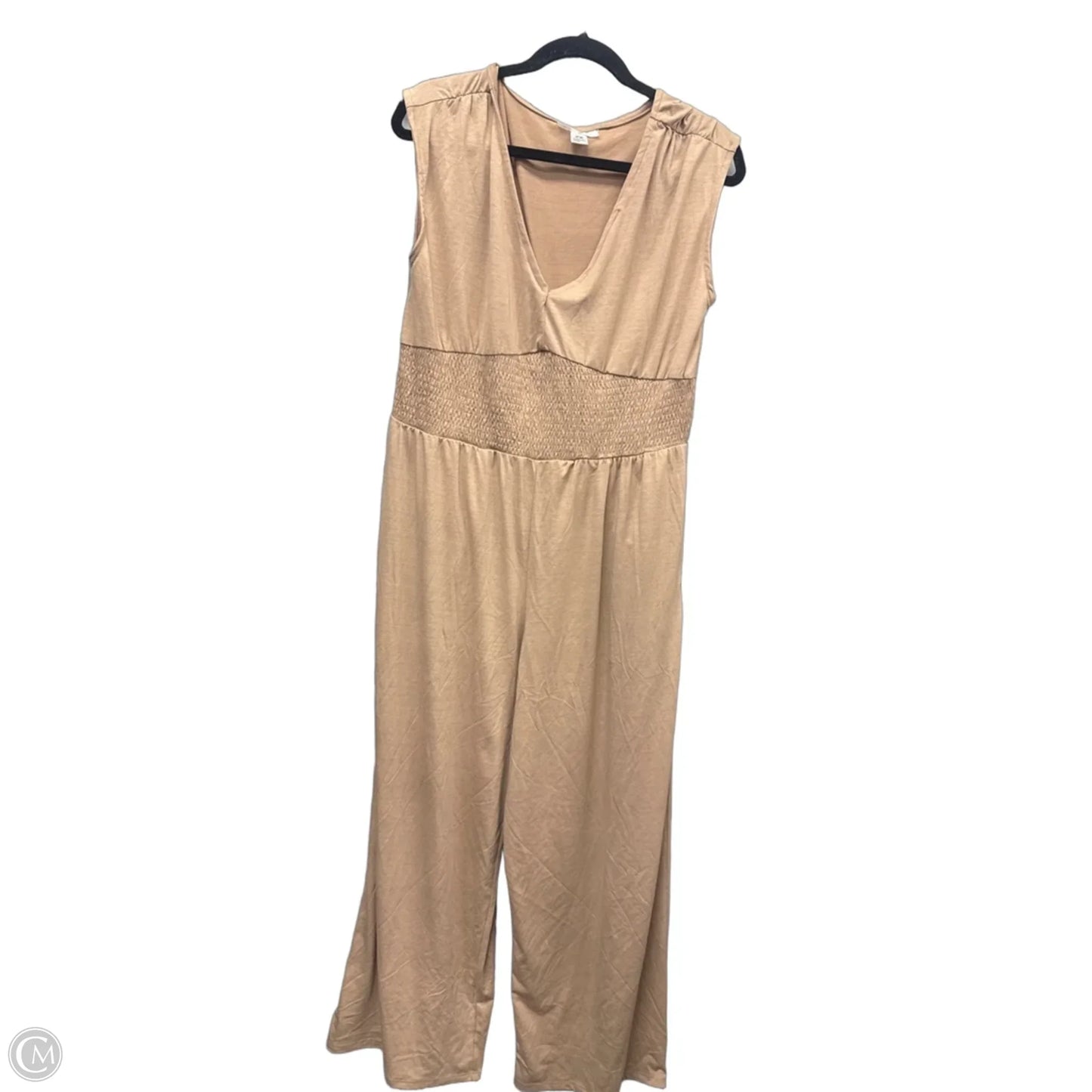 Jumpsuit By Just Be In Tan, Size: 2x