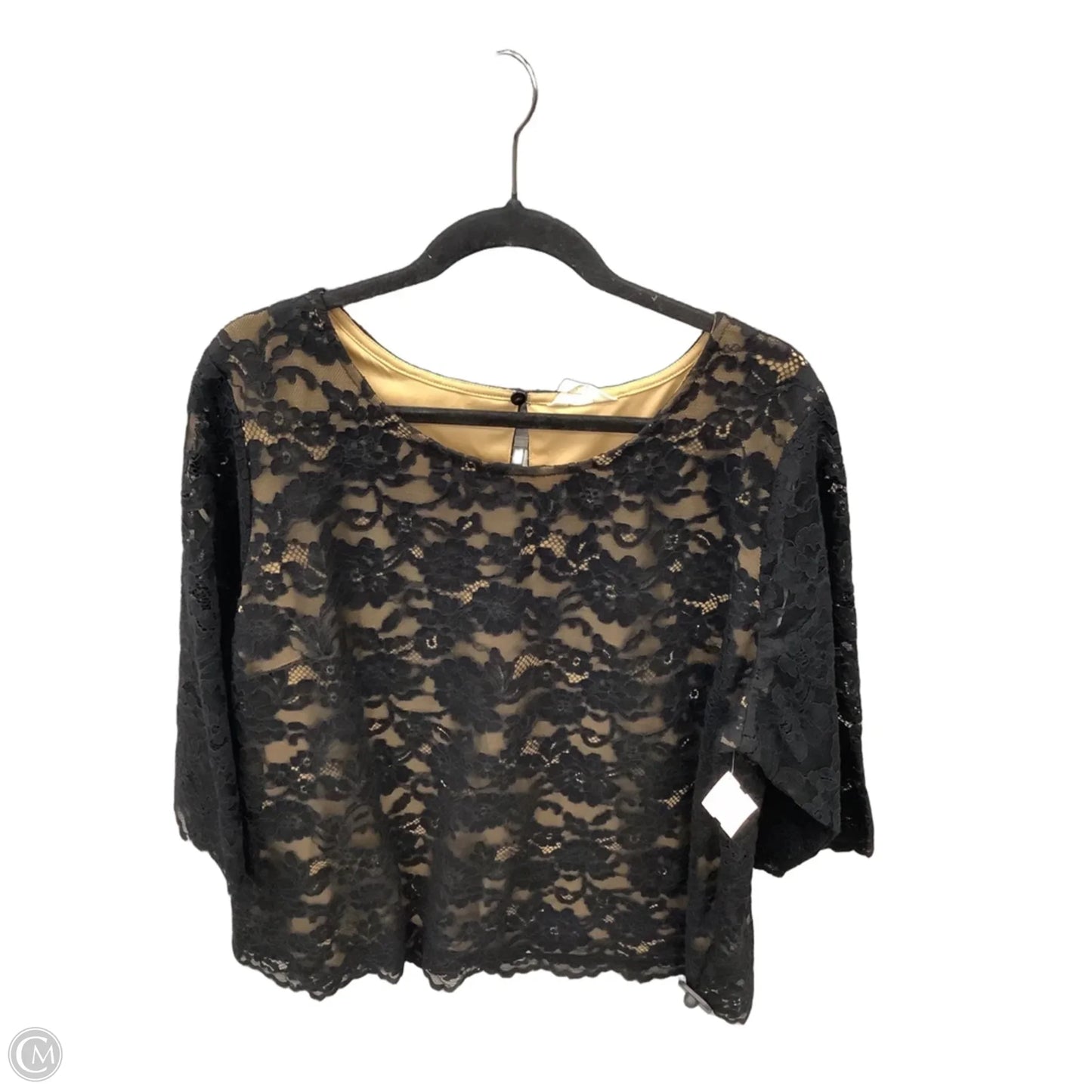Blouse 3/4 Sleeve By Adiva In Black, Size: 2x