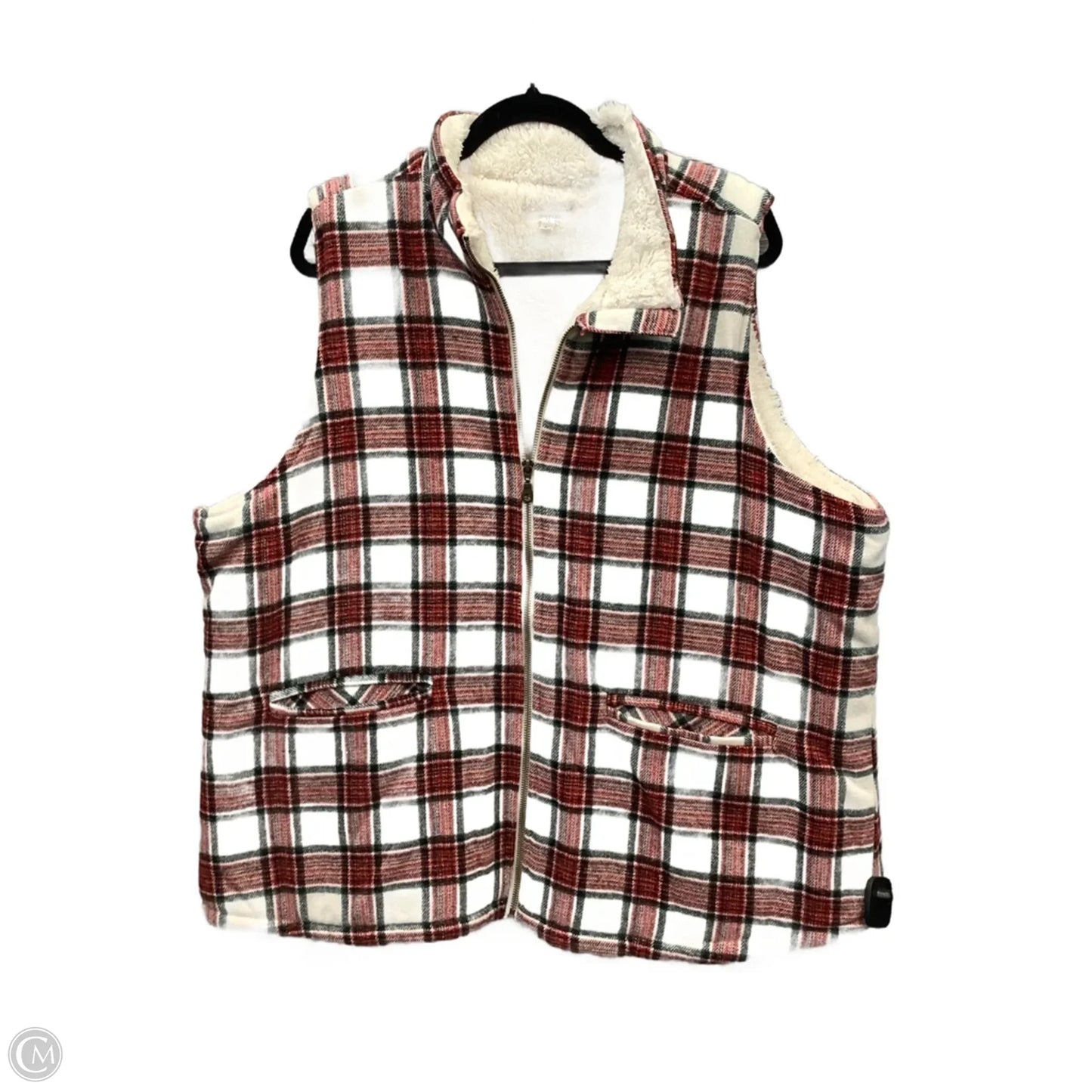 Vest Faux Fur & Sherpa By Maurices In Plaid Pattern, Size: 2x