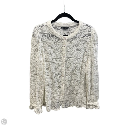 Top Long Sleeve By Clothes Mentor In White, Size: L