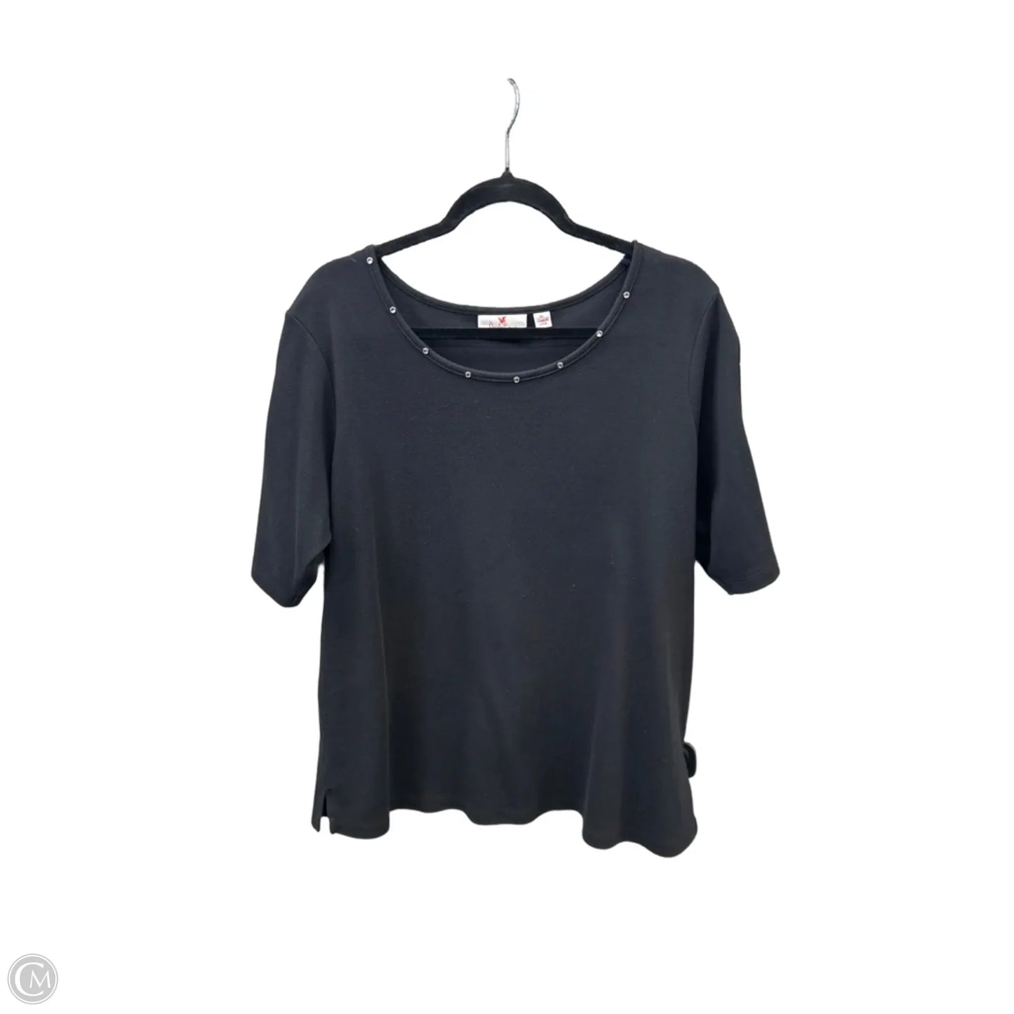 Top Short Sleeve By Quaker Factory In Black, Size: Xl