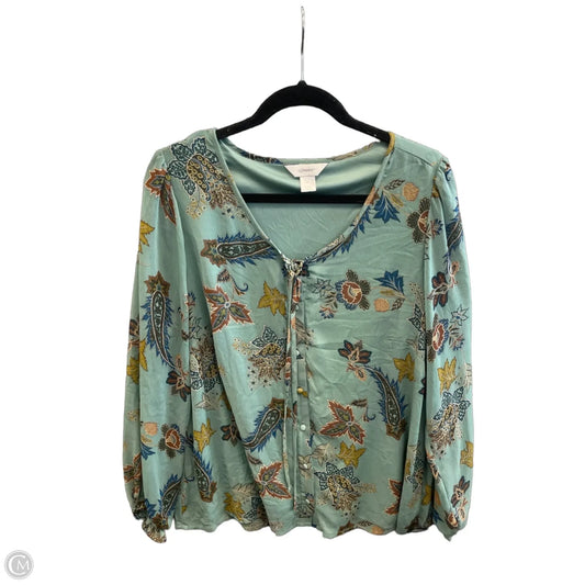 Blouse Long Sleeve By Cj Banks In Green, Size: Xl
