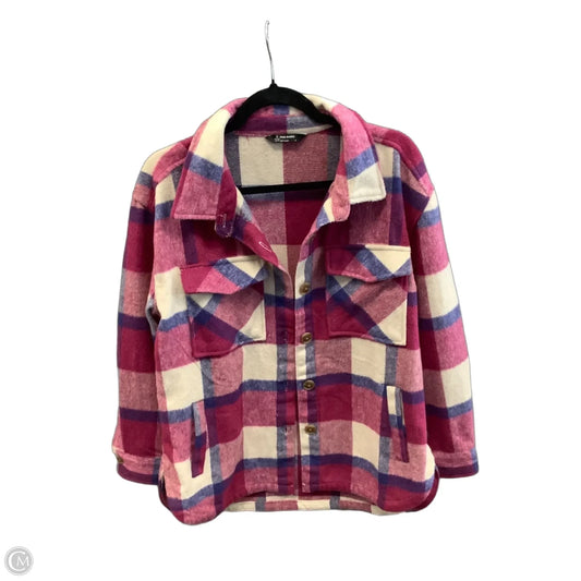 Jacket Shirt By Members Mark In Plaid Pattern, Size: M