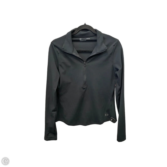 Athletic Top Long Sleeve Collar By Under Armour In Black, Size: M