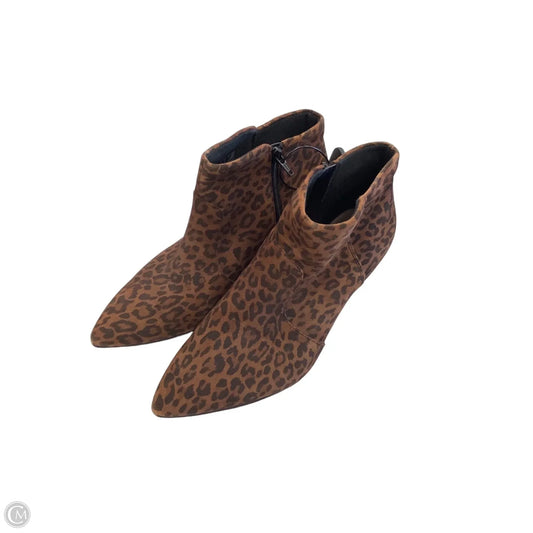 Boots Ankle Heels By Clarks In Leopard Print, Size: 9.5
