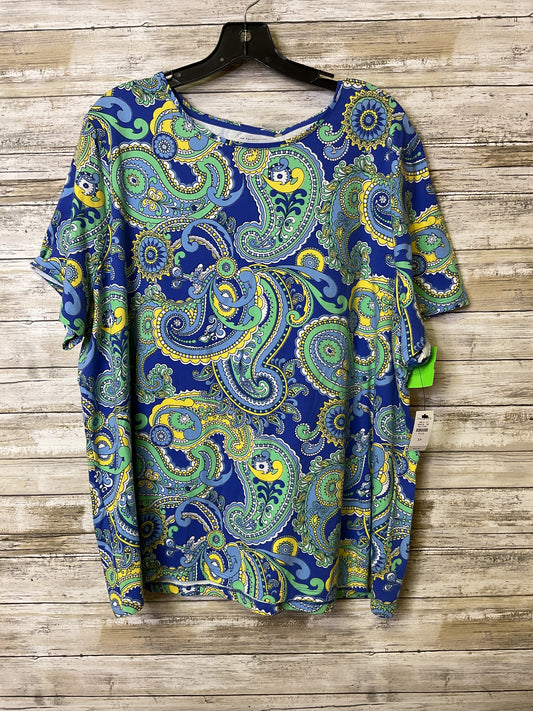 Top Ss By Talbots In Blue & Yellow, Size:3X