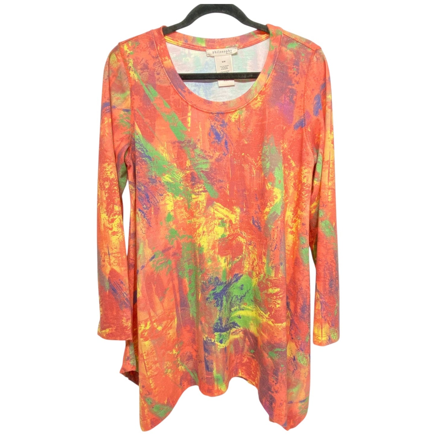 Top Long Sleeve By Philosophy In Orange, Size: M