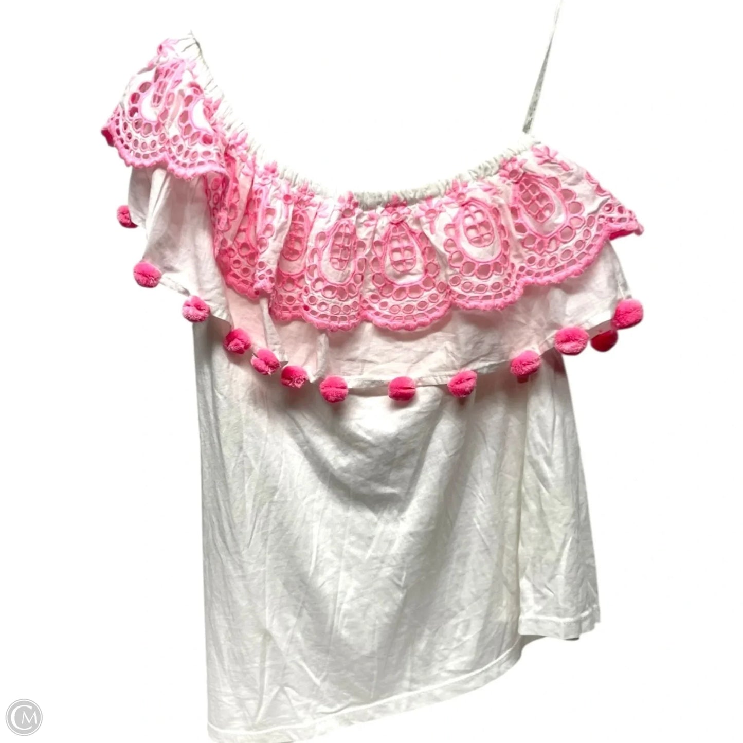 Top Short Sleeve By Lilly Pulitzer In Pink & White, Size: S