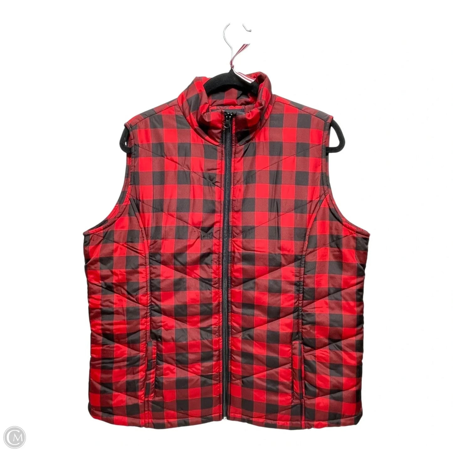 Vest Puffer & Quilted By Jason Maxwell In Black & Red, Size: Xl