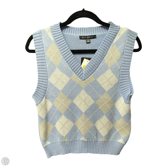 Vest Sweater By Say What In Blue & Cream, Size: M