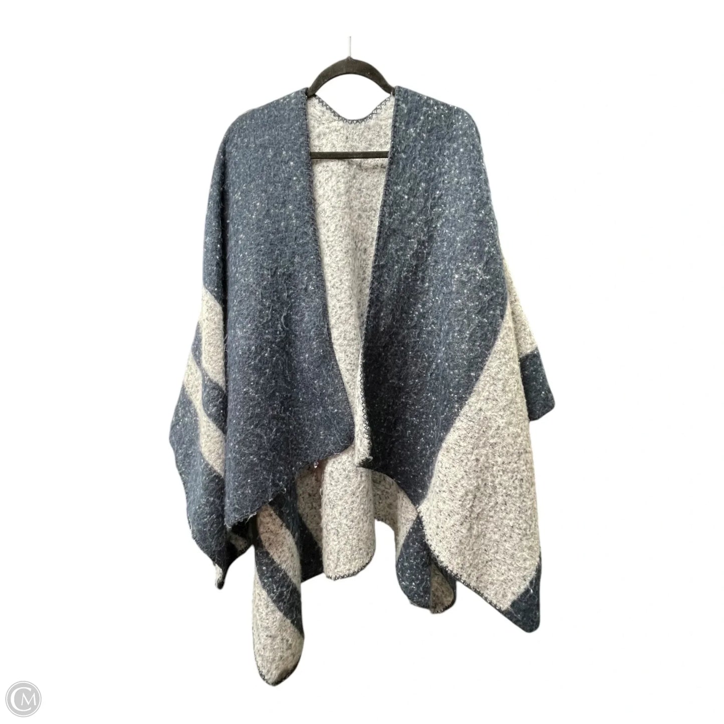 Poncho By Clothes Mentor In Blue & Grey, Size: Osfm