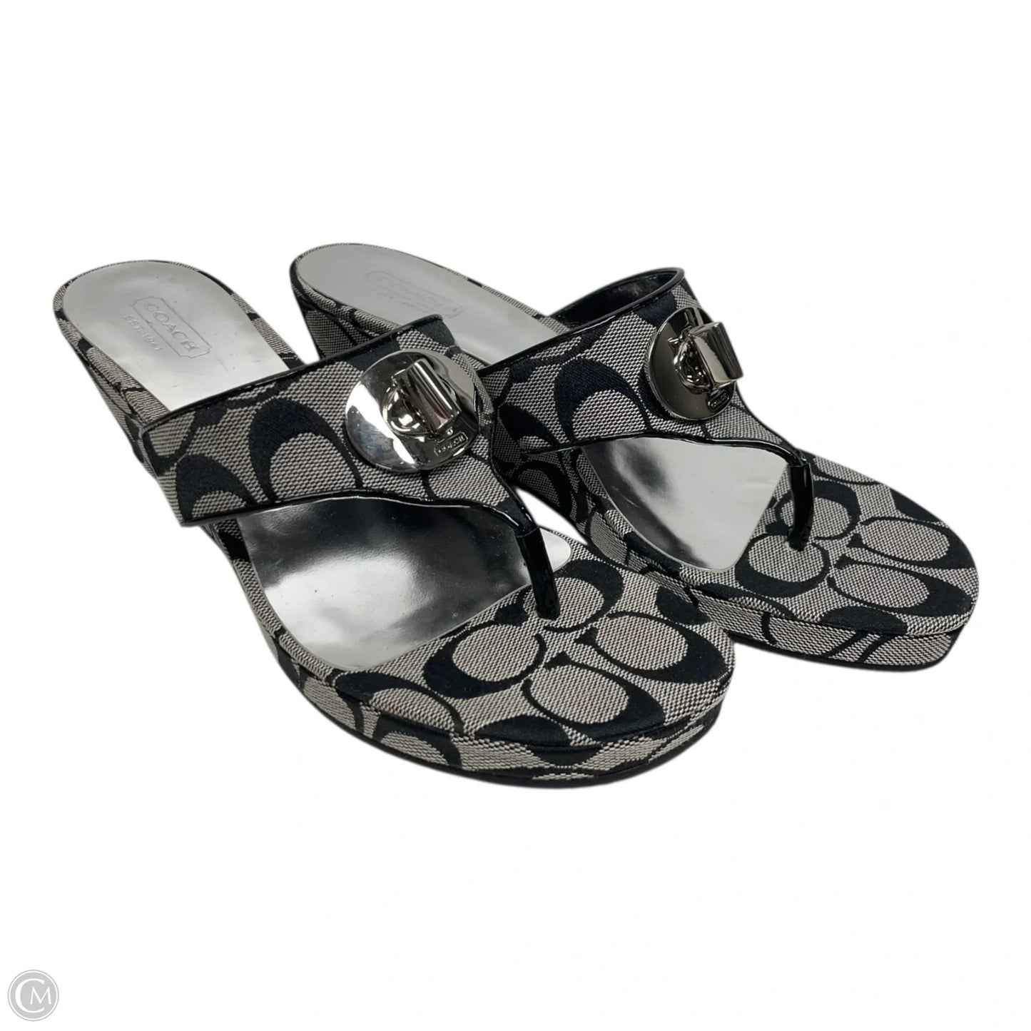 Sandals Designer By Coach In Black & Grey, Size: 7.5